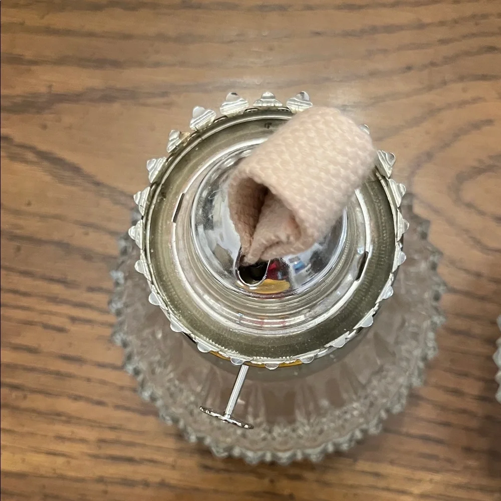 Vintage Crystal Diamond Point‎ Oil Lamp